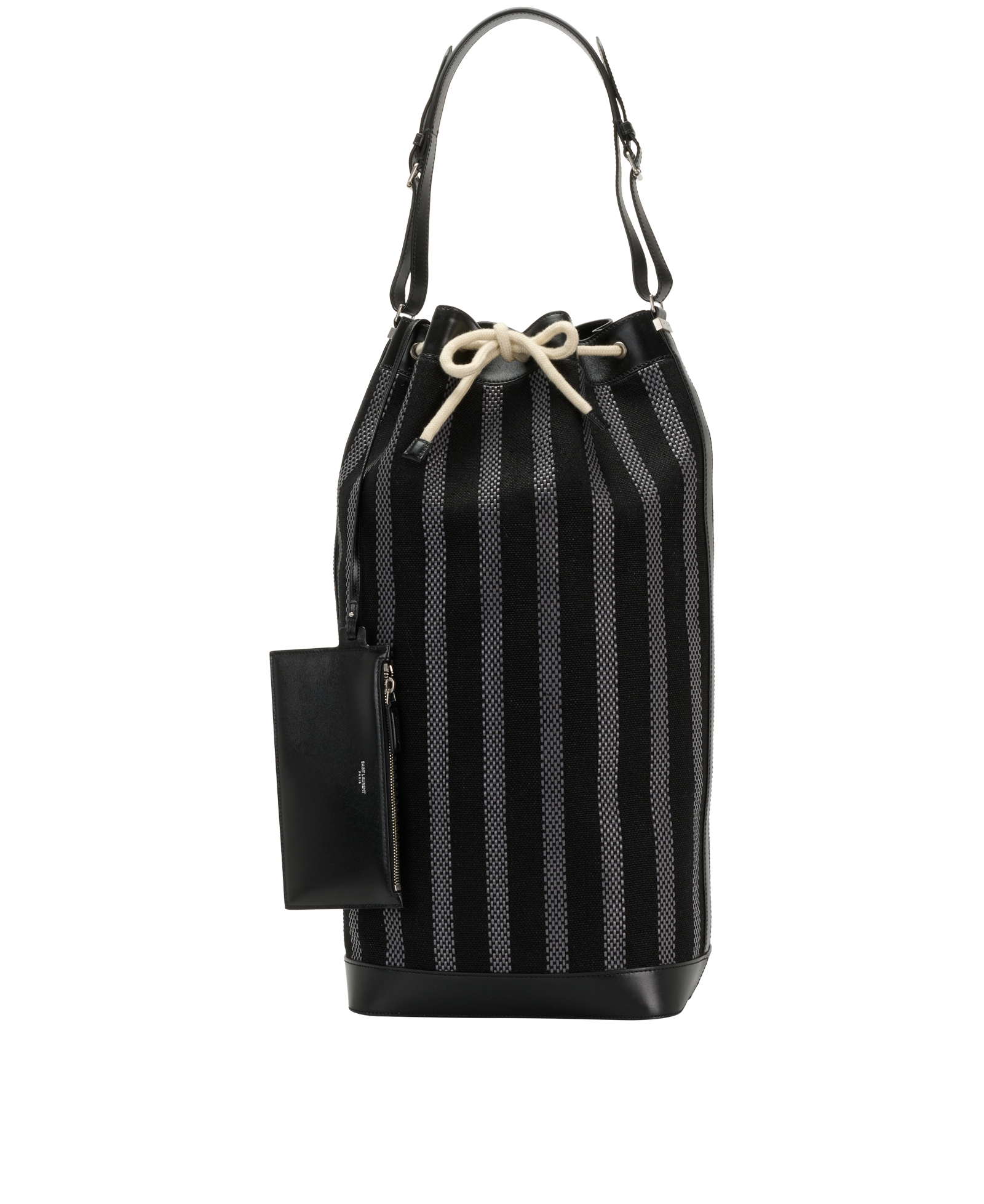 Oversized Bucket Bag, &pound;595, Handbags, Black, Canvas/Leather, Other view